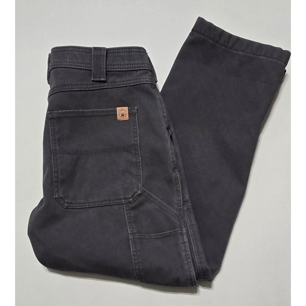 Coleman Carpenter Pants Mens 32x30 Gray Canvas Fleece Lined Work Utility